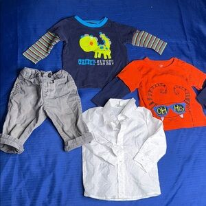 12/18m George, place pants, Kids Dinosaur-long sleeve t-shirts, button upx 4